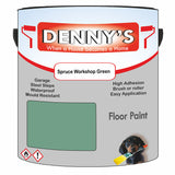 Denny's Floor Paint For Garages Colour- Spruce Workshop Green - Oilproof Tyre-Tough Hardwearing