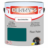 Denny's Floor Paint For Garages Colour- Steel Chilled Blue - Oilproof Tyre-Tough Hardwearing