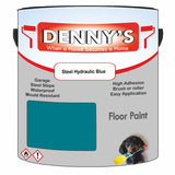 Denny's Floor Paint For Sheds Colour- Steel Hydraulic Blue - Durable Anti-Slip Weatherproof