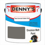 Denny's Emulsion Paint For Ceilings Colour- Haze Concrete Feather Grey - Matte Low-Splatter Stain-Hide Bright