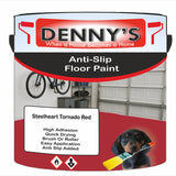 Denny's Floor Paint For Grip Coating Colour- Steelheart Tornado Red - Anti-Slip Hardwearing Safe
