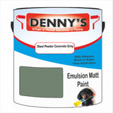 Denny's Emulsion Paint For Walls Colour- Steel Pewter Concrete Grey - Matte Wipe-Clean Durable Coverage