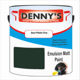 Denny's Emulsion Paint For Ceilings Colour- Steel Pebble Grey - Matte Low-Splatter Stain-Hide Bright