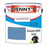 Denny's Emulsion Paint For Ceilings Colour- Lagoon Soft Denim Blue - Matte Low-Splatter Stain-Hide Bright