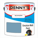 Denny's Emulsion Paint For Ceilings Colour- Sky Evening Blue - Matte Low-Splatter Stain-Hide Bright