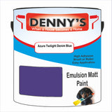 Denny's Emulsion Paint For Walls Colour- Azure Twilight Denim Blue - Matte Wipe-Clean Durable Coverage