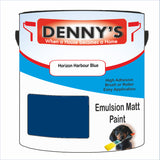 Denny's Emulsion Paint For Walls Colour- Horizon Harbour Blue - Matte Wipe-Clean Durable Coverage
