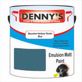 Denny's Emulsion Paint For Walls Colour- Shoreline Harbour Ocean Blue - Matte Wipe-Clean Durable Coverage