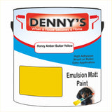 Denny's Emulsion Paint For Ceilings Colour- Honey Amber Butter Yellow - Matte Low-Splatter Stain-Hide Bright