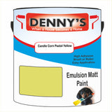 Denny's Emulsion Paint For Ceilings Colour- Candle Corn Pastel Yellow - Matte Low-Splatter Stain-Hide Bright