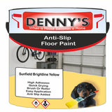 Denny's Floor Paint For Grip Coating Colour- Sunfield Brightline Yellow - Anti-Slip Hardwearing Safe