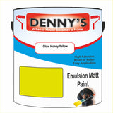 Denny's Emulsion Paint For Ceilings Colour- Glow Honey Yellow - Matte Low-Splatter Stain-Hide Bright