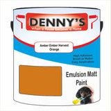 Denny's Emulsion Paint For Walls Colour- Amber Ember Harvest Orange - Matte Wipe-Clean Durable Coverage