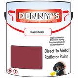 Denny's High Temp Paint For Radiators Colour- System Purple - Heatproof No-Yellow Durable