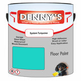 Denny's Floor Paint For Garages Colour- System Turquoise - Oilproof Tyre-Tough Hardwearing