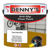 Denny's Floor Paint For Grip Coating Colour- Tank Field Olive - Anti-Slip Hardwearing Safe
