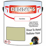 Denny's High Temp Paint For Radiators Colour- Tank Olive - Heatproof No-Yellow Durable