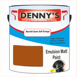 Denny's Emulsion Paint For Ceilings Colour- Warmth Dawn Soft Orange - Matte Low-Splatter Stain-Hide Bright