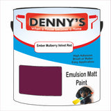 Denny's Emulsion Paint For Ceilings Colour- Ember Mulberry Velvet Red - Matte Low-Splatter Stain-Hide Bright