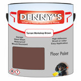 Denny's Floor Paint For Garages Colour- Terrain Workshop Brown - Oilproof Tyre-Tough Hardwearing