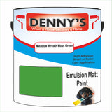 Denny's Emulsion Paint For Walls Colour- Meadow Wreath Moss Green - Matte Wipe-Clean Durable Coverage