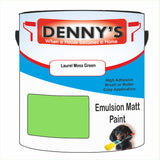 Denny's Emulsion Paint For Ceilings Colour- Laurel Moss Green - Matte Low-Splatter Stain-Hide Bright