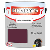 Denny's Floor Paint For Garages Colour- Timber Foundry Brown - Oilproof Tyre-Tough Hardwearing