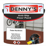Denny's Floor Paint For Grip Coating Colour- Timber Rust Brown - Anti-Slip Hardwearing Safe