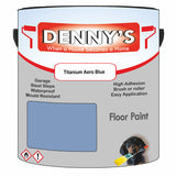 Denny's Floor Paint For Garages Colour- Titanium Aero Blue - Oilproof Tyre-Tough Hardwearing