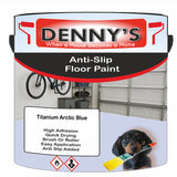 Denny's Floor Paint For Grip Coating Colour- Titanium Arctic Blue - Anti-Slip Hardwearing Safe