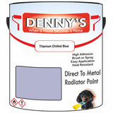 Denny's High Temp Paint For Radiators Colour- Titanium Chilled Blue - Heatproof No-Yellow Durable
