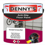 Denny's Floor Paint For Grip Coating Colour- Tornado Furnace Red - Anti-Slip Hardwearing Safe