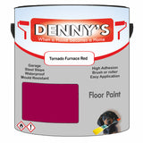 Denny's Floor Paint For Garages Colour- Tornado Furnace Red - Oilproof Tyre-Tough Hardwearing