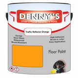 Denny's Floor Paint For Garages Colour- Traffic Reflector Orange - Oilproof Tyre-Tough Hardwearing