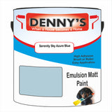 Denny's Emulsion Paint For Walls Colour- Serenity Sky Azure Blue - Matte Wipe-Clean Durable Coverage