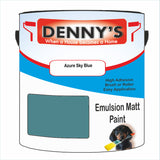 Denny's Emulsion Paint For Ceilings Colour- Azure Sky Blue - Matte Low-Splatter Stain-Hide Bright