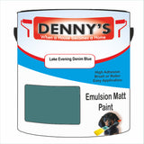 Denny's Emulsion Paint For Walls Colour- Lake Evening Denim Blue - Matte Wipe-Clean Durable Coverage