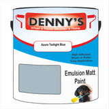 Denny's Emulsion Paint For Ceilings Colour- Azure Twilight Blue - Matte Low-Splatter Stain-Hide Bright