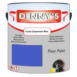 Denny's Floor Paint For Commercial Areas Colour- Turbo Compressor Blue - High-Traffic Anti-Slip Hardwearing