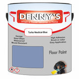 Denny's Floor Paint For Garages Colour- Turbo Nautical Blue - Oilproof Tyre-Tough Hardwearing