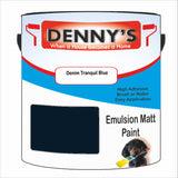 Denny's Emulsion Paint For Ceilings Colour- Denim Tranquil Blue - Matte Low-Splatter Stain-Hide Bright