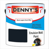 Denny's Emulsion Paint For Walls Colour- Storm Lagoon Azure Blue - Matte Wipe-Clean Durable Coverage