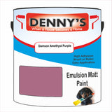 Denny's Emulsion Paint For Ceilings Colour- Damson Amethyst Purple - Matte Low-Splatter Stain-Hide Bright