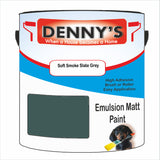 Denny's Emulsion Paint For Ceilings Colour- Soft Smoke Slate Grey - Matte Low-Splatter Stain-Hide Bright