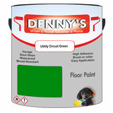 Denny's Floor Paint For Garages Colour- Utility Circuit Green - Oilproof Tyre-Tough Hardwearing