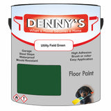 Denny's Floor Paint For Garages Colour- Utility Field Green - Oilproof Tyre-Tough Hardwearing