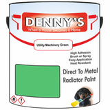 Denny's High Temp Paint For Radiators Colour- Utility Machinery Green - Heatproof No-Yellow Durable
