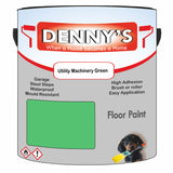 Denny's Floor Paint For Garages Colour- Utility Machinery Green - Oilproof Tyre-Tough Hardwearing