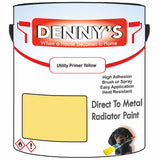 Denny's High Temp Paint For Radiators Colour- Utility Primer Yellow - Heatproof No-Yellow Durable