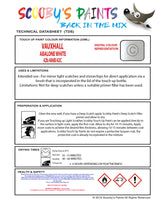 Touch Up Paint Instructions for use Vauxhall Mokka X Abalone White Code 42B/486B/42C